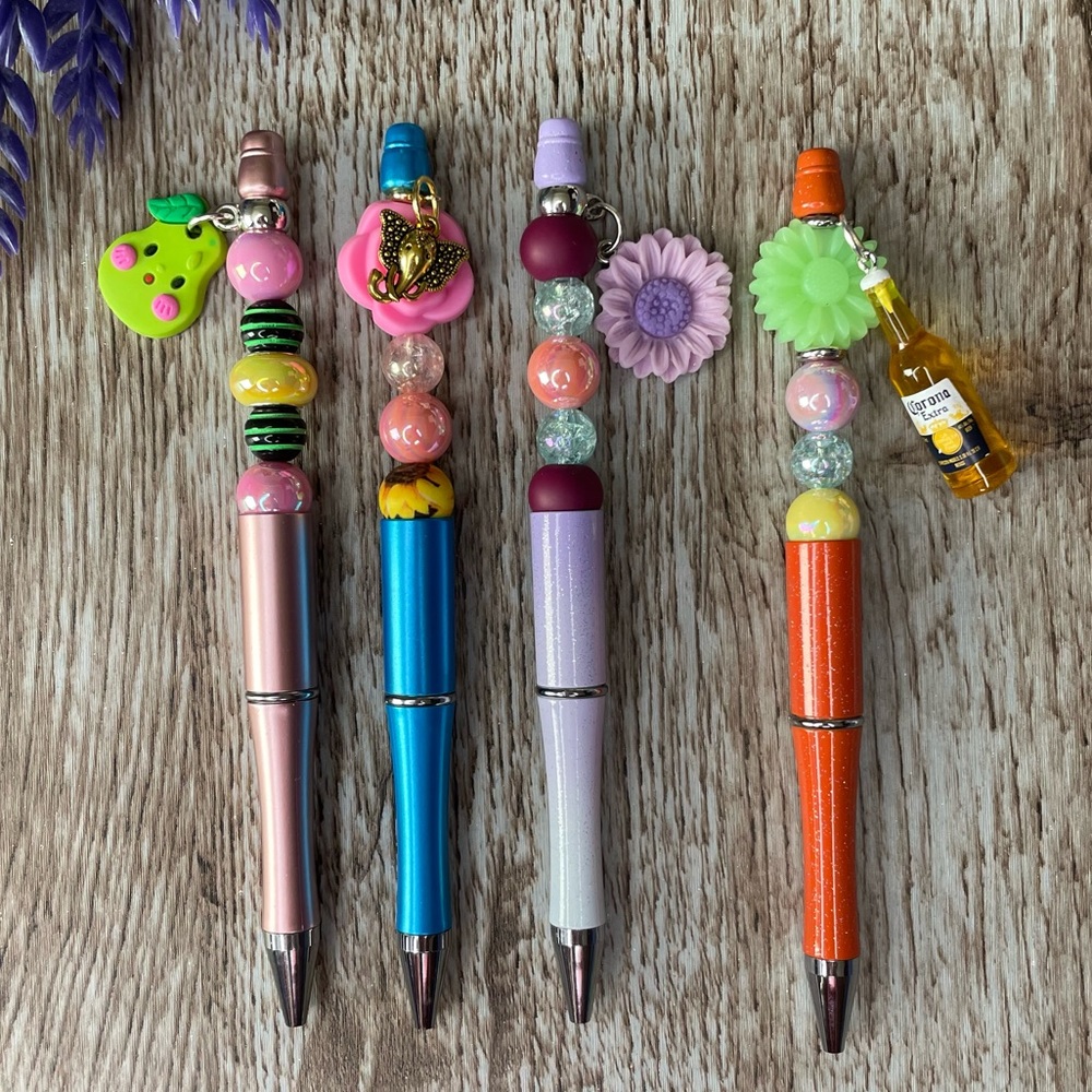 Writing Pen Flower Elephant Pear Artisan Beaded Gift Custom Handcrafted Office